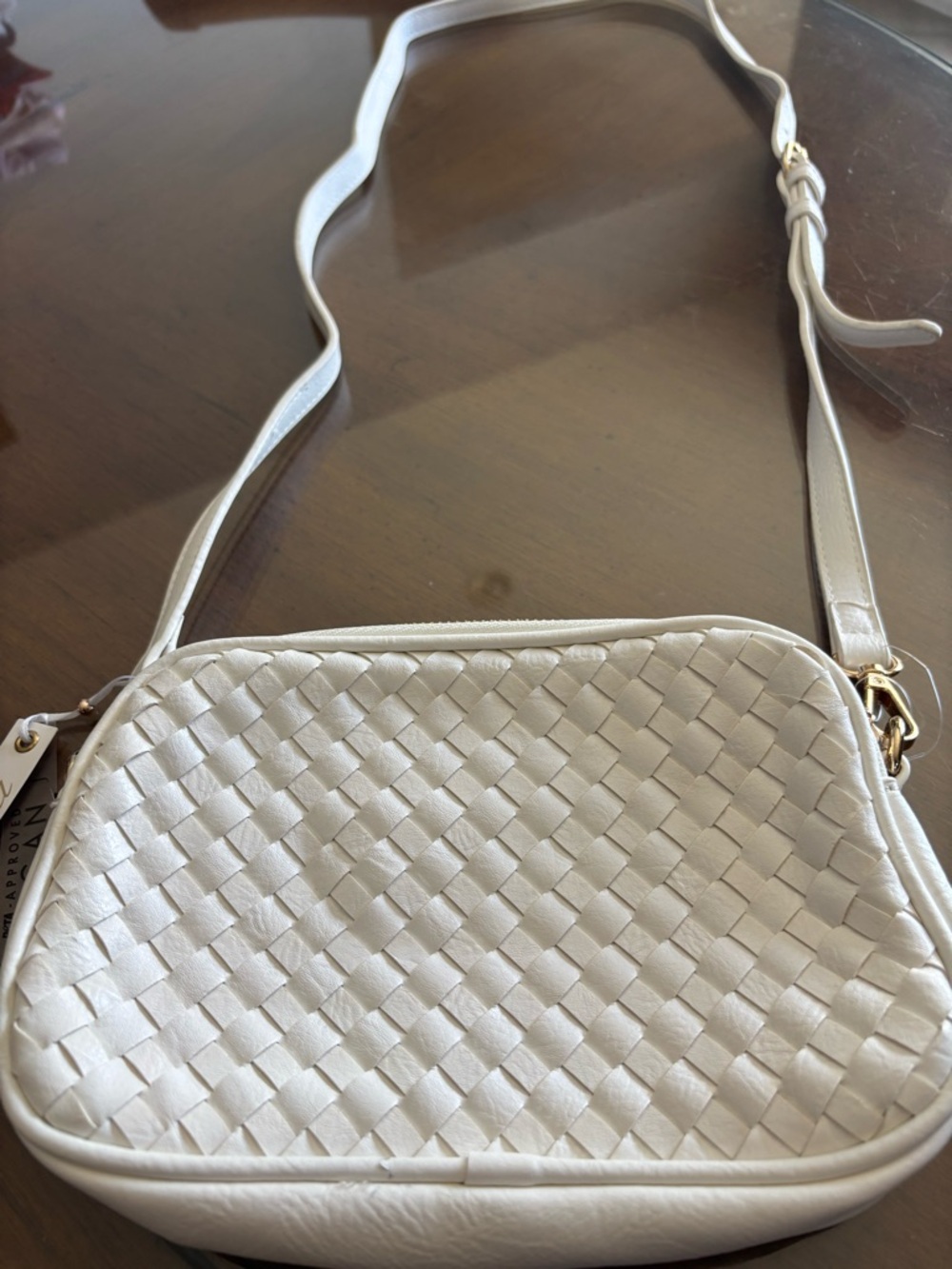 Mali + Lili Cream Woven Crossbody Bag with Adjustable Strap - Picture 3 of 11